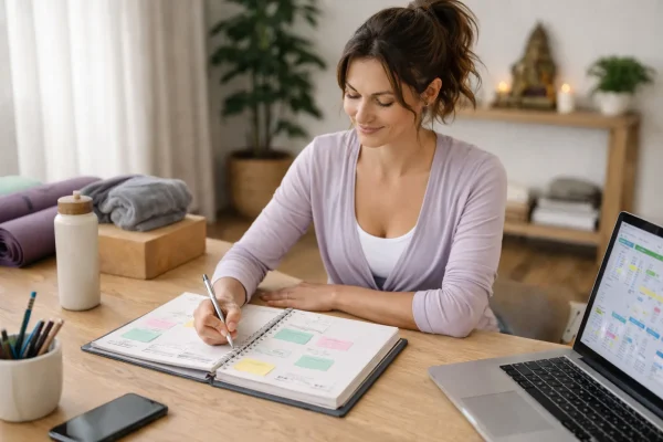 Yoga class planning in a calm space